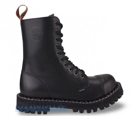 Steel Ботинки Steel 105/106/O на 10 люверсов Black Кожа  - Картинка 3