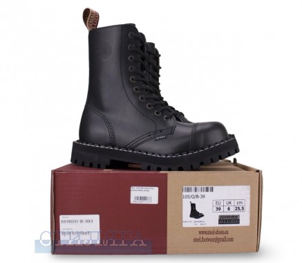 Steel Ботинки Steel 105/106/O на 10 люверсов Black Кожа  - Картинка 6