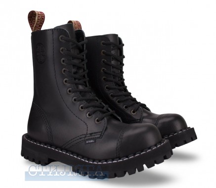 Steel Черевики Steel 105/106/O на 10 люверсів Black Шкіра - Картинка 1