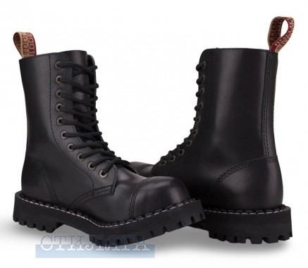 Steel Черевики Steel 105/106/O на 10 люверсів Black Шкіра - Картинка 2