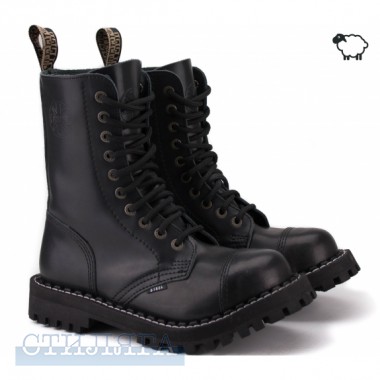 Steel Steel 105/106on-blk 44(р) ботинки black 100% кожа мех - Картинка 1