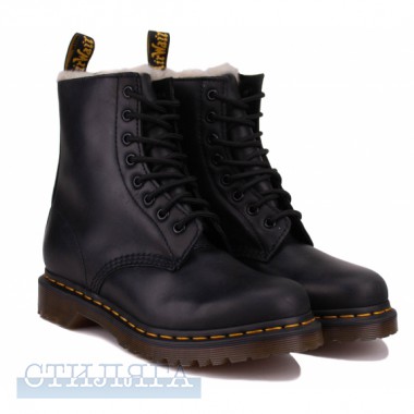 Dr.martens Ботинки dr. martens 1460 serena faux fur lined 21797001 black burnished wyoming - Картинка 1