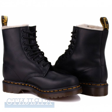 Dr.martens Ботинки dr. martens 1460 serena faux fur lined 21797001 black burnished wyoming - Картинка 2